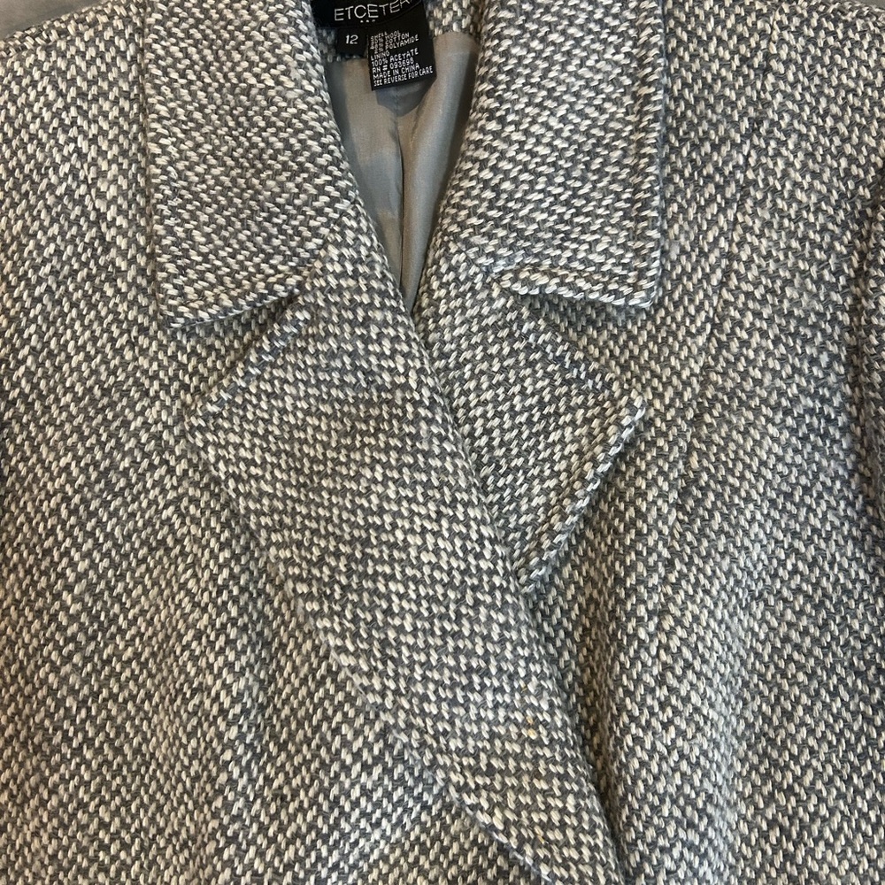 Etcetera Women’s Herringbone Pattern Tweed Blazer Jacket Wool Cotton Size 12 - Picture 9 of 11
